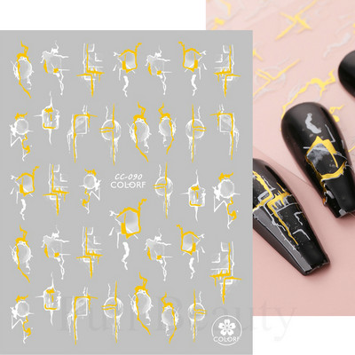 Zlatne mramorne naljepnice s tintom za ukrašavanje noktiju 3D metalne valovite pruge Linije Geometrijska manikura Naljepnice za nokte Ljepljivi klizači Dekori