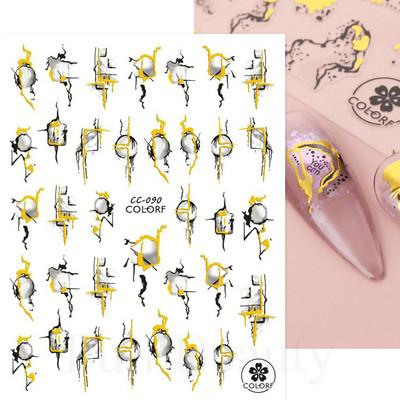 Zlatne mramorne naljepnice s tintom za ukrašavanje noktiju 3D metalne valovite pruge Linije Geometrijska manikura Naljepnice za nokte Ljepljivi klizači Dekori