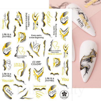 Zlatne mramorne naljepnice s tintom za ukrašavanje noktiju 3D metalne valovite pruge Linije Geometrijska manikura Naljepnice za nokte Ljepljivi klizači Dekori