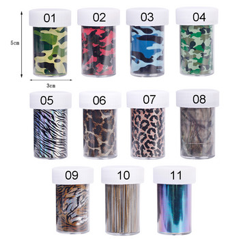 1 Roll Camouflage Leopard Nail Transfer Foils Starry Sky Αυτοκόλλητα Μανικιούρ Αυτοκόλλητα Full Wraps Nail Art Διακοσμητικά 4*100cm