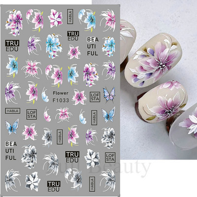 Vienkārši ziedi 3D Nagu uzlīmes Pavasaris Vasaras Zieds Ziedu Tulpes Augļu Nagu Mākslas Uzlīmes Līmējošās Slīdnes Manikīra Dekorācijas