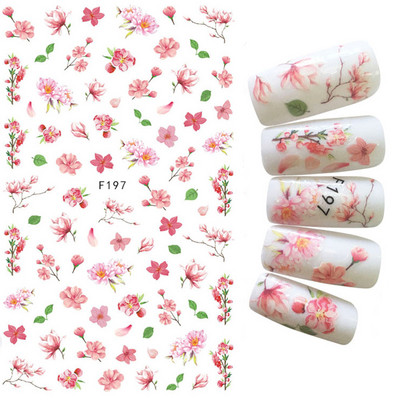 Vienkārši ziedi 3D Nagu uzlīmes Pavasaris Vasaras Zieds Ziedu Tulpes Augļu Nagu Mākslas Uzlīmes Līmējošās Slīdnes Manikīra Dekorācijas