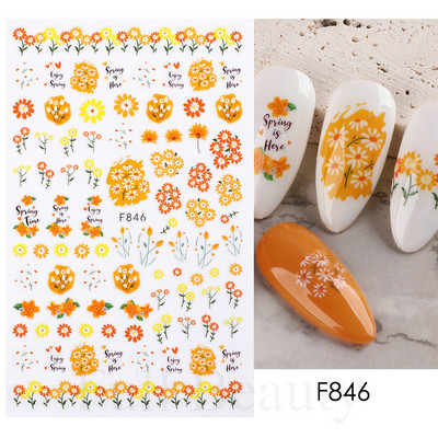 Vienkārši ziedi 3D Nagu uzlīmes Pavasaris Vasaras Zieds Ziedu Tulpes Augļu Nagu Mākslas Uzlīmes Līmējošās Slīdnes Manikīra Dekorācijas