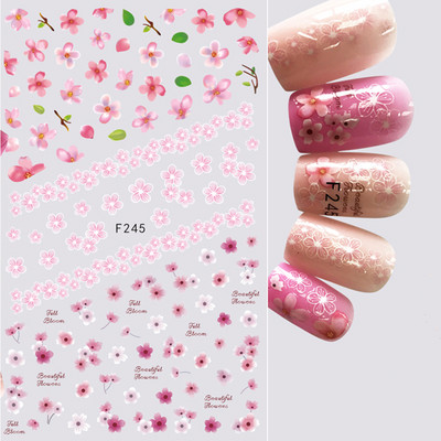 Vienkārši ziedi 3D Nagu uzlīmes Pavasaris Vasaras Zieds Ziedu Tulpes Augļu Nagu Mākslas Uzlīmes Līmējošās Slīdnes Manikīra Dekorācijas