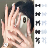 50 komada bijele crne mašne Nail Art ukrasi od smole mašna čvor ukrasi za nokte Nakit Manikura DIY dodaci za ukrašavanje noktiju