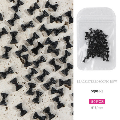 50 komada bijele crne mašne Nail Art ukrasi od smole mašna čvor ukrasi za nokte Nakit Manikura DIY dodaci za ukrašavanje noktiju