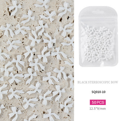 50 komada bijele crne mašne Nail Art ukrasi od smole mašna čvor ukrasi za nokte Nakit Manikura DIY dodaci za ukrašavanje noktiju