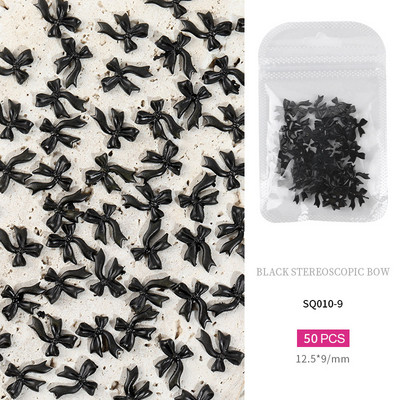 50 komada bijele crne mašne Nail Art ukrasi od smole mašna čvor ukrasi za nokte Nakit Manikura DIY dodaci za ukrašavanje noktiju