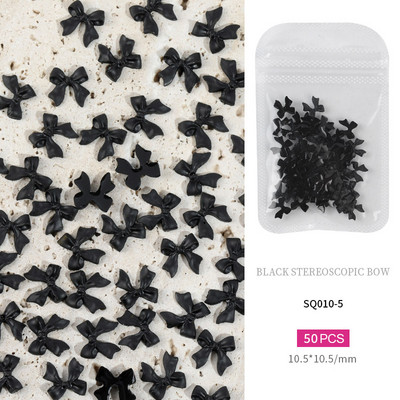 50 komada bijele crne mašne Nail Art ukrasi od smole mašna čvor ukrasi za nokte Nakit Manikura DIY dodaci za ukrašavanje noktiju