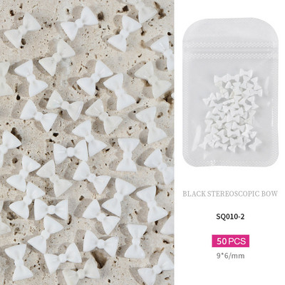 50 komada bijele crne mašne Nail Art ukrasi od smole mašna čvor ukrasi za nokte Nakit Manikura DIY dodaci za ukrašavanje noktiju
