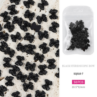 50 komada bijele crne mašne Nail Art ukrasi od smole mašna čvor ukrasi za nokte Nakit Manikura DIY dodaci za ukrašavanje noktiju