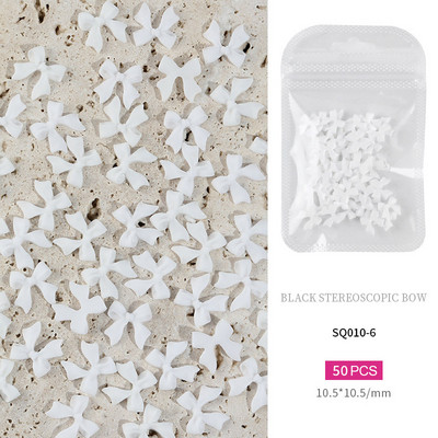 50 komada bijele crne mašne Nail Art ukrasi od smole mašna čvor ukrasi za nokte Nakit Manikura DIY dodaci za ukrašavanje noktiju