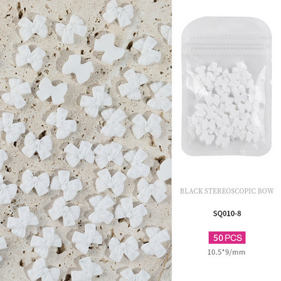 50 komada bijele crne mašne Nail Art ukrasi od smole mašna čvor ukrasi za nokte Nakit Manikura DIY dodaci za ukrašavanje noktiju