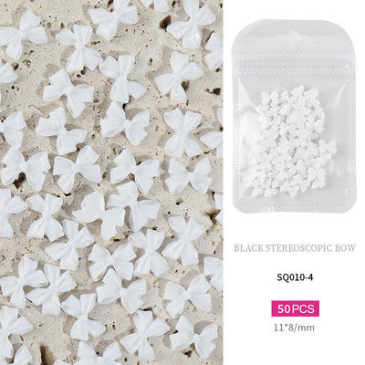 50 komada bijele crne mašne Nail Art ukrasi od smole mašna čvor ukrasi za nokte Nakit Manikura DIY dodaci za ukrašavanje noktiju