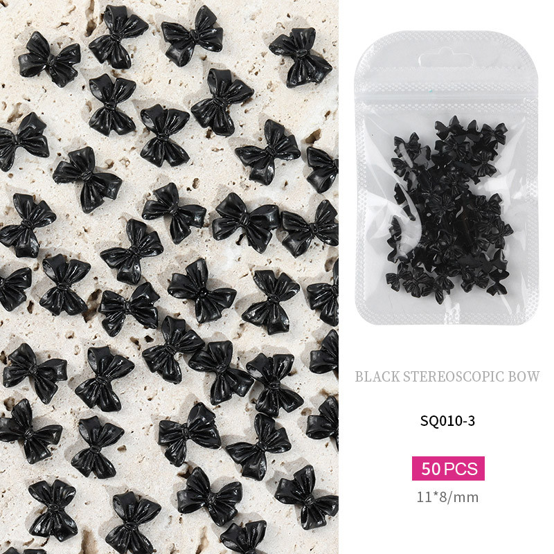 50 komada bijele crne mašne Nail Art ukrasi od smole mašna čvor ukrasi za nokte Nakit Manikura DIY dodaci za ukrašavanje noktiju