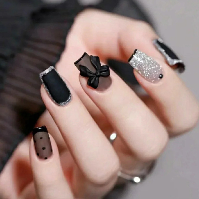 50 komada bijele crne mašne Nail Art ukrasi od smole mašna čvor ukrasi za nokte Nakit Manikura DIY dodaci za ukrašavanje noktiju