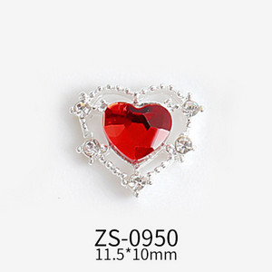 10τμχ 11,5x10mm Σχέδια σε σχήμα καρδιάς Γούρια για αξεσουάρ κράματος νυχιών Αξεσουάρ Aurora Gems Κοσμήματα για πολύχρωμα στρας νυχιών