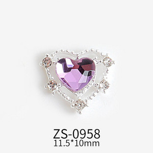 10τμχ 11,5x10mm Σχέδια σε σχήμα καρδιάς Γούρια για αξεσουάρ κράματος νυχιών Αξεσουάρ Aurora Gems Κοσμήματα για πολύχρωμα στρας νυχιών