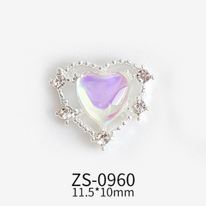 10τμχ 11,5x10mm Σχέδια σε σχήμα καρδιάς Γούρια για αξεσουάρ κράματος νυχιών Αξεσουάρ Aurora Gems Κοσμήματα για πολύχρωμα στρας νυχιών