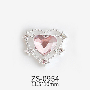 10τμχ 11,5x10mm Σχέδια σε σχήμα καρδιάς Γούρια για αξεσουάρ κράματος νυχιών Αξεσουάρ Aurora Gems Κοσμήματα για πολύχρωμα στρας νυχιών