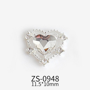 10τμχ 11,5x10mm Σχέδια σε σχήμα καρδιάς Γούρια για αξεσουάρ κράματος νυχιών Αξεσουάρ Aurora Gems Κοσμήματα για πολύχρωμα στρας νυχιών