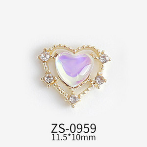 10τμχ 11,5x10mm Σχέδια σε σχήμα καρδιάς Γούρια για αξεσουάρ κράματος νυχιών Αξεσουάρ Aurora Gems Κοσμήματα για πολύχρωμα στρας νυχιών