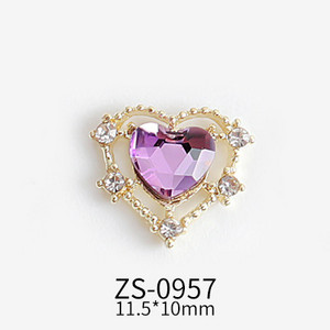 10τμχ 11,5x10mm Σχέδια σε σχήμα καρδιάς Γούρια για αξεσουάρ κράματος νυχιών Αξεσουάρ Aurora Gems Κοσμήματα για πολύχρωμα στρας νυχιών