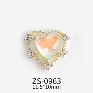 10τμχ 11,5x10mm Σχέδια σε σχήμα καρδιάς Γούρια για αξεσουάρ κράματος νυχιών Αξεσουάρ Aurora Gems Κοσμήματα για πολύχρωμα στρας νυχιών