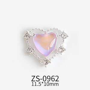 10τμχ 11,5x10mm Σχέδια σε σχήμα καρδιάς Γούρια για αξεσουάρ κράματος νυχιών Αξεσουάρ Aurora Gems Κοσμήματα για πολύχρωμα στρας νυχιών