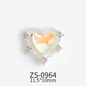 10τμχ 11,5x10mm Σχέδια σε σχήμα καρδιάς Γούρια για αξεσουάρ κράματος νυχιών Αξεσουάρ Aurora Gems Κοσμήματα για πολύχρωμα στρας νυχιών