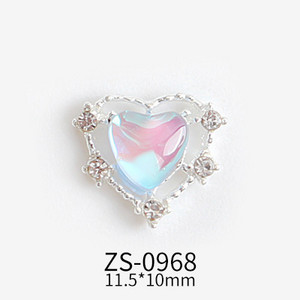 10τμχ 11,5x10mm Σχέδια σε σχήμα καρδιάς Γούρια για αξεσουάρ κράματος νυχιών Αξεσουάρ Aurora Gems Κοσμήματα για πολύχρωμα στρας νυχιών