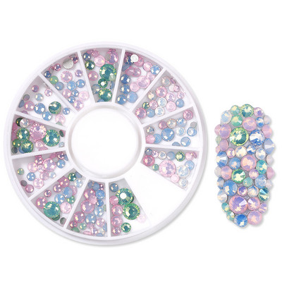 Jauktas krāsas Mirdzoši nagi Rhinestone plakana muguras kristāla dārgakmeņi Neregulāras juvelierizstrādājumu krelles Manikīrs 3D nagu mākslas apdares aksesuāri