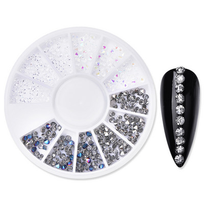 Jauktas krāsas Mirdzoši nagi Rhinestone plakana muguras kristāla dārgakmeņi Neregulāras juvelierizstrādājumu krelles Manikīrs 3D nagu mākslas apdares aksesuāri