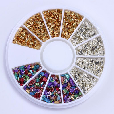 Jauktas krāsas Mirdzoši nagi Rhinestone plakana muguras kristāla dārgakmeņi Neregulāras juvelierizstrādājumu krelles Manikīrs 3D nagu mākslas apdares aksesuāri