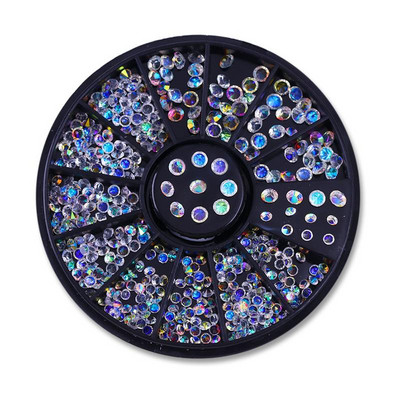 Jauktas krāsas Mirdzoši nagi Rhinestone plakana muguras kristāla dārgakmeņi Neregulāras juvelierizstrādājumu krelles Manikīrs 3D nagu mākslas apdares aksesuāri