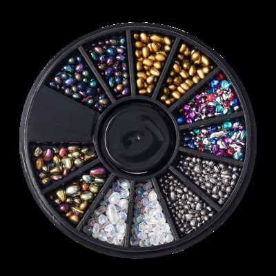 Jauktas krāsas Mirdzoši nagi Rhinestone plakana muguras kristāla dārgakmeņi Neregulāras juvelierizstrādājumu krelles Manikīrs 3D nagu mākslas apdares aksesuāri