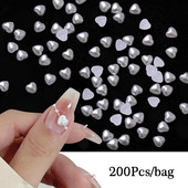 Nail Art Rhinestones Resin Heart Moon Ukrasi za nokte Ravna poleđina Sedefasto bijelo mješovite veličine 3D kamenčići Pribor za manikuru