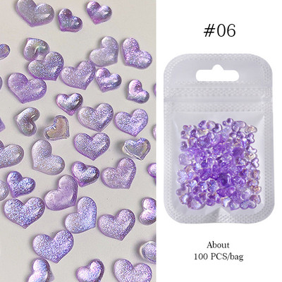 Nail Art Rhinestones Resin Heart Moon Ukrasi za nokte Ravna poleđina Sedefasto bijelo mješovite veličine 3D kamenčići Pribor za manikuru