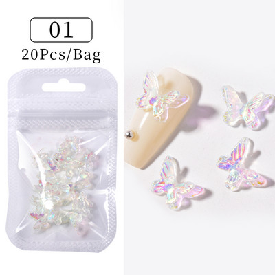 Nail Art Rhinestones Resin Heart Moon Ukrasi za nokte Ravna poleđina Sedefasto bijelo mješovite veličine 3D kamenčići Pribor za manikuru