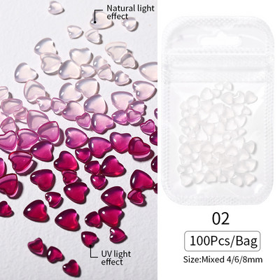 Nail Art Rhinestones Resin Heart Moon Ukrasi za nokte Ravna poleđina Sedefasto bijelo mješovite veličine 3D kamenčići Pribor za manikuru