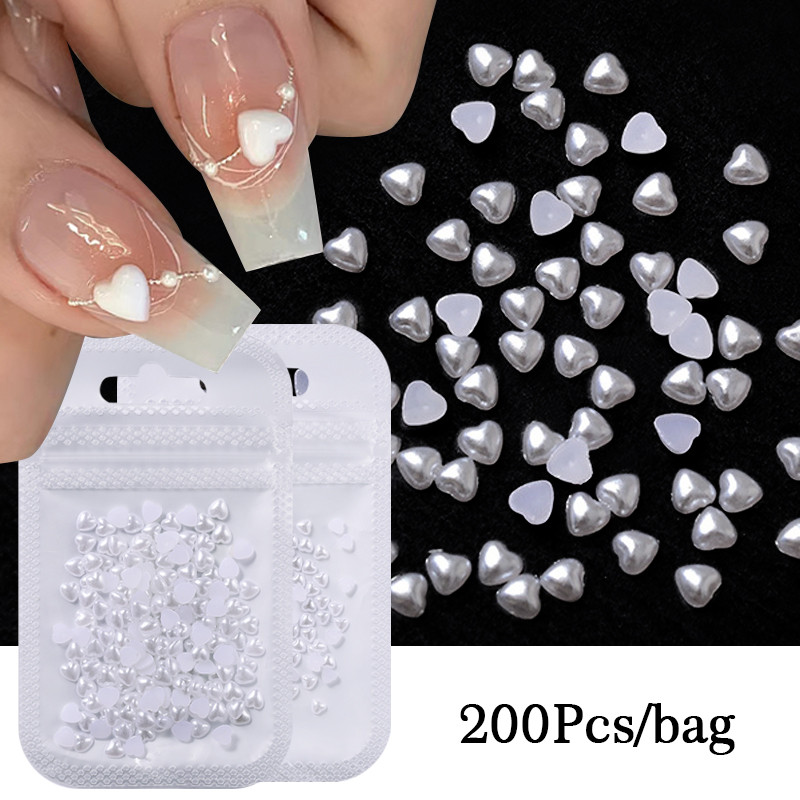 Nail Art Rhinestones Resin Heart Moon Ukrasi za nokte Ravna poleđina Sedefasto bijelo mješovite veličine 3D kamenčići Pribor za manikuru