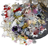 100 gab. Lielapjoma nagu piekariņi Kawaii vairāku formu jauktu sveķu nagu piekariņi Jauki 3D nagu piekariņi DIY Slimes Amatniecība nagu mākslas rotājumiem Dārgakmeņi