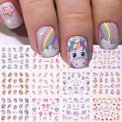 12 gab. Nagu uzlīmju komplekts Summer Water Decal Nail Art Tintes Ziedi Lapas Grafiti slīdnis nagu dekorēšanai Foils Tetovējums