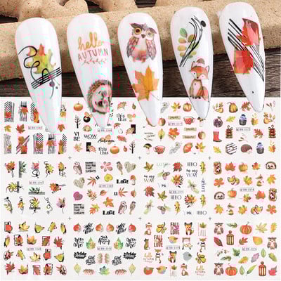 12 gab. Nagu uzlīmju komplekts Summer Water Decal Nail Art Tintes Ziedi Lapas Grafiti slīdnis nagu dekorēšanai Foils Tetovējums