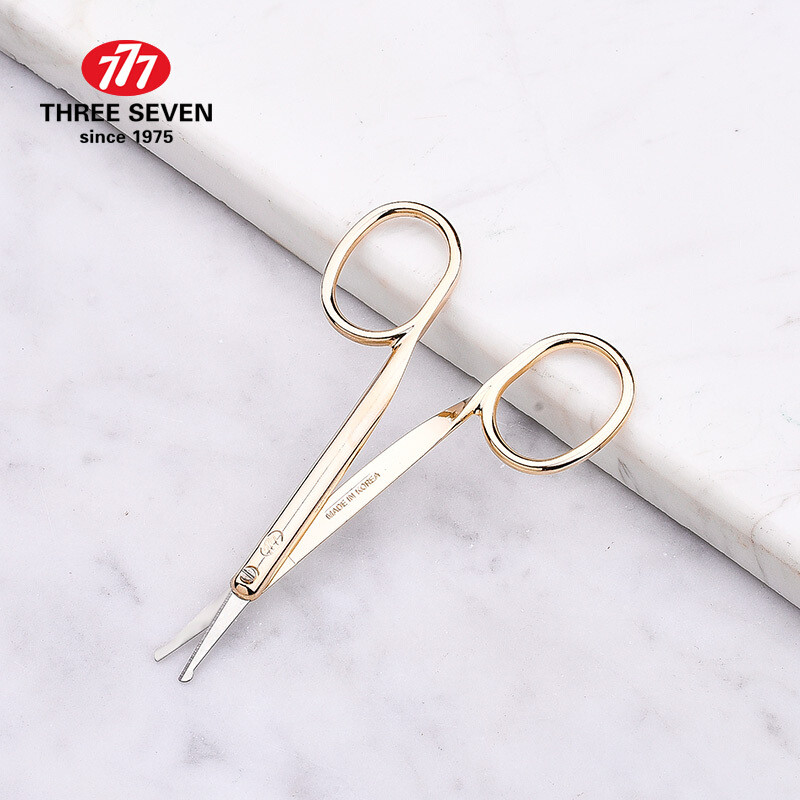 THREE SEVEN/777 Škare za dlačice u nosu Precizni alati za uklanjanje dlačica na licu Zaobljeni vrhovi od nehrđajućeg čelika Škare za šminkanje