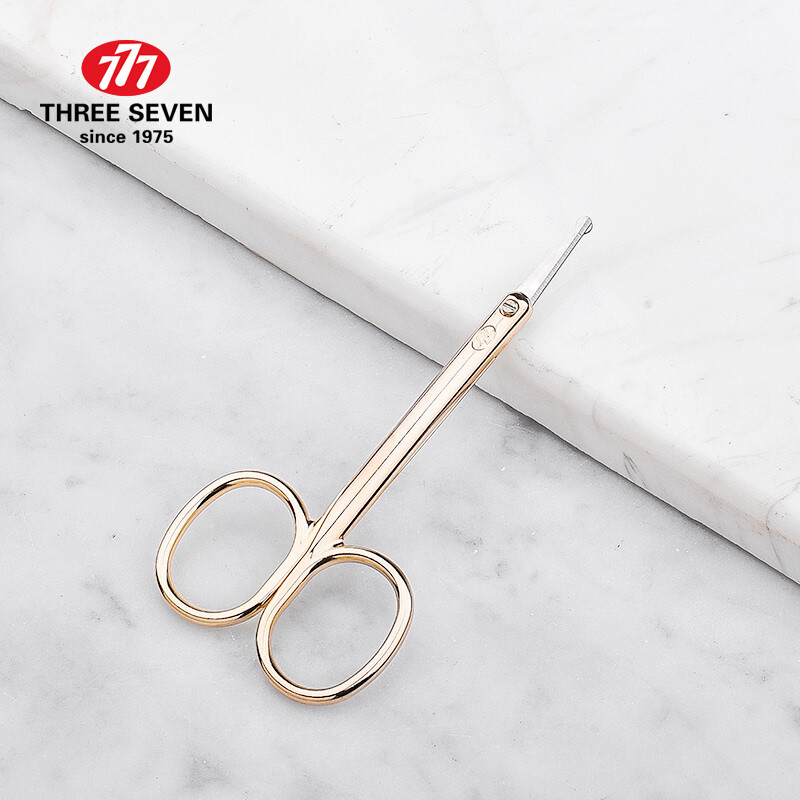 THREE SEVEN/777 Škare za dlačice u nosu Precizni alati za uklanjanje dlačica na licu Zaobljeni vrhovi od nehrđajućeg čelika Škare za šminkanje