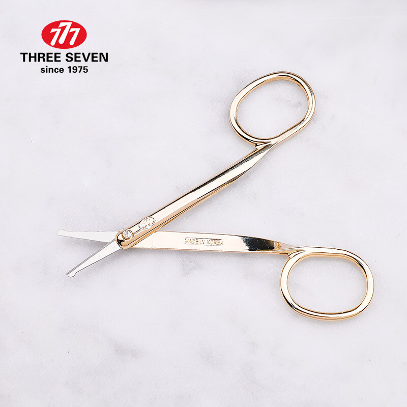 THREE SEVEN/777 Škare za dlačice u nosu Precizni alati za uklanjanje dlačica na licu Zaobljeni vrhovi od nehrđajućeg čelika Škare za šminkanje