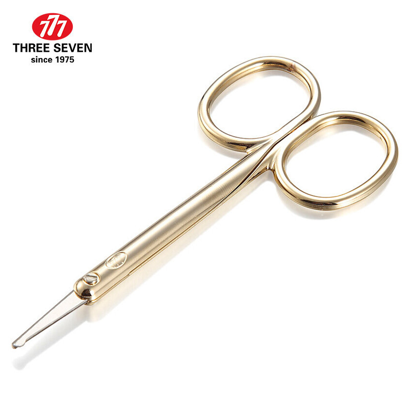 THREE SEVEN/777 Škare za dlačice u nosu Precizni alati za uklanjanje dlačica na licu Zaobljeni vrhovi od nehrđajućeg čelika Škare za šminkanje