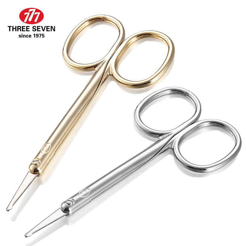 THREE SEVEN/777 Škare za dlačice u nosu Precizni alati za uklanjanje dlačica na licu Zaobljeni vrhovi od nehrđajućeg čelika Škare za šminkanje