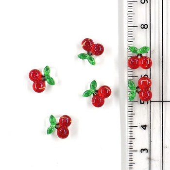 50 бр. Summer Kawaii 9 mm Resin Mini Cherry Fruit Cabochon Ornament Jewelry Charms Nail Art Decoration Flatback Части за маникюр